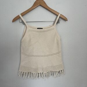 Takara‎ Girls Sleeveless Crochet Knit Fringe Y2K 2000 Top XL